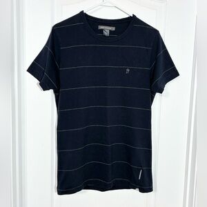 French Connection Navy w/ Gray Stripe Cotton Crewneck Tee Men’s Medium
